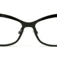BCBGMAXAZRIA Beatriz Eyeglasses Frame, Black Color with Cutout Shapes on Corners, Front View of the Frame